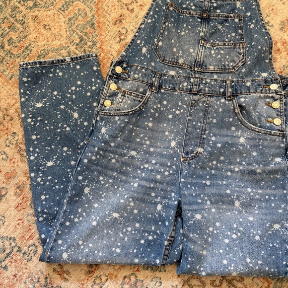 Free People We The Free Ziggy Bleach Splatter Denim Overalls - Picture 4 of 7